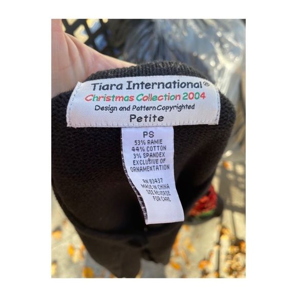 Y2K Cardigan Sweater Floral Sequin Beads Black red - Picture 8 of 9